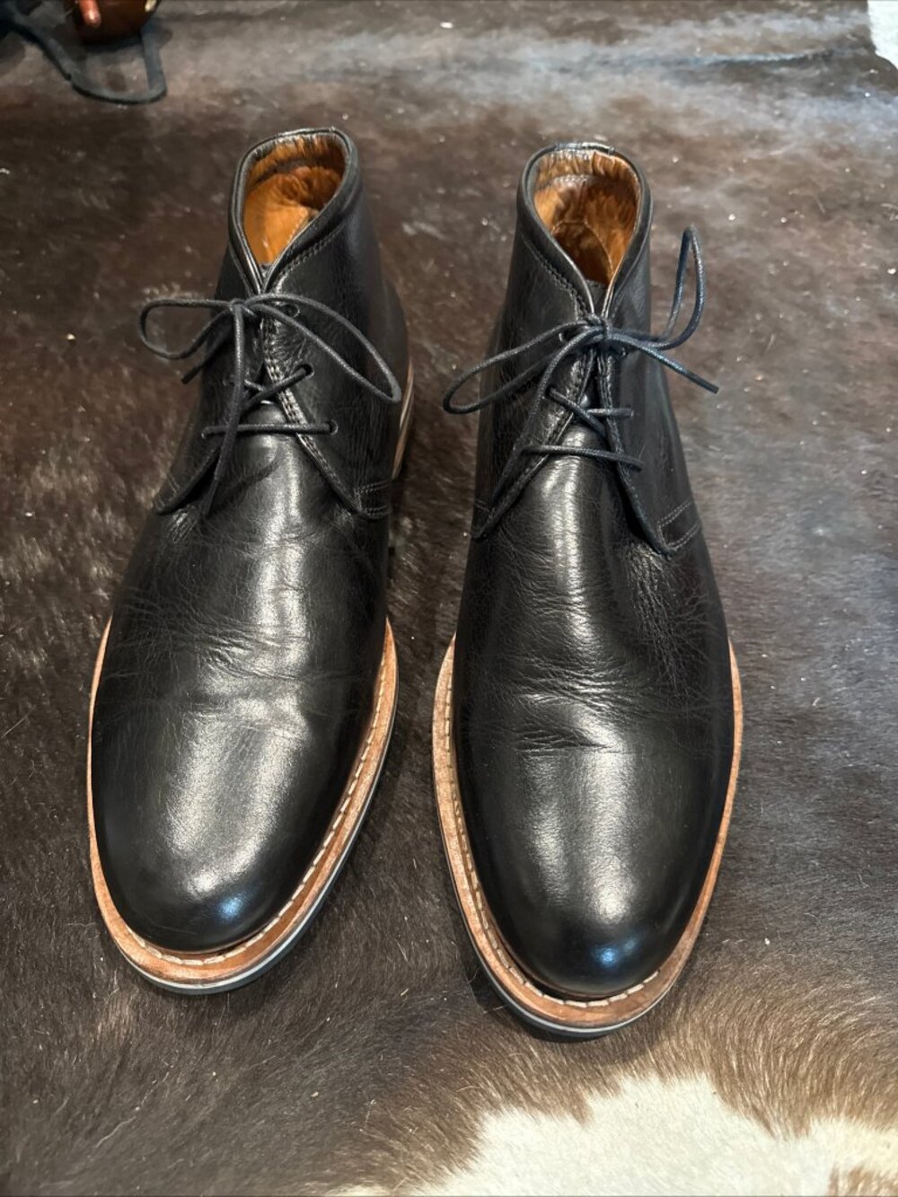 Helm Chukka Boots Men's The Hynes Whiskey Black Leather Lace Up Mid Top Size 13M